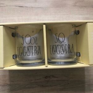 Easter Rae Dunn So EGGstra Set of Two 18oz Glass Mugs